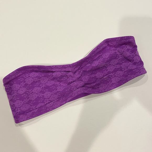 Victoria's Secret PINK Bralette Womens Large Purple Lace Bandeau Bralet Bra - Picture 1 of 6